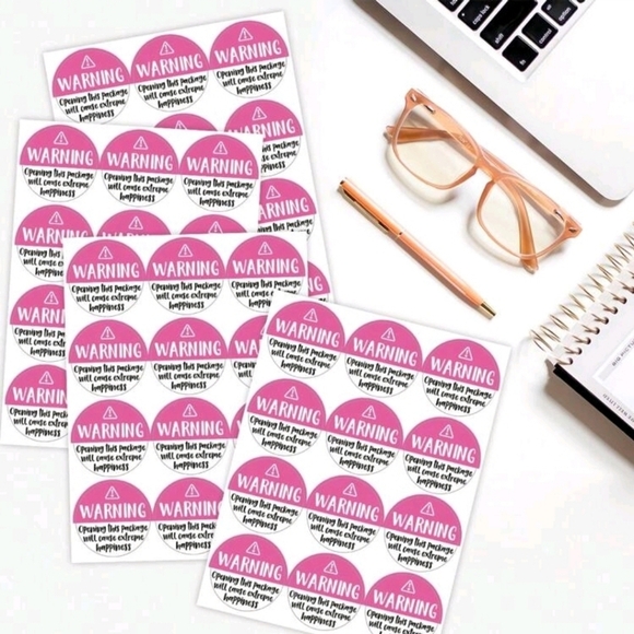✨️🩷 60 Black+ Pink Adorable Warning, Extreme Happiness Labels stickers pack✨️🩷 - Picture 5 of 5